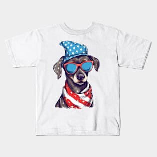 Patriotic Dog, 4th of July Design Kids T-Shirt